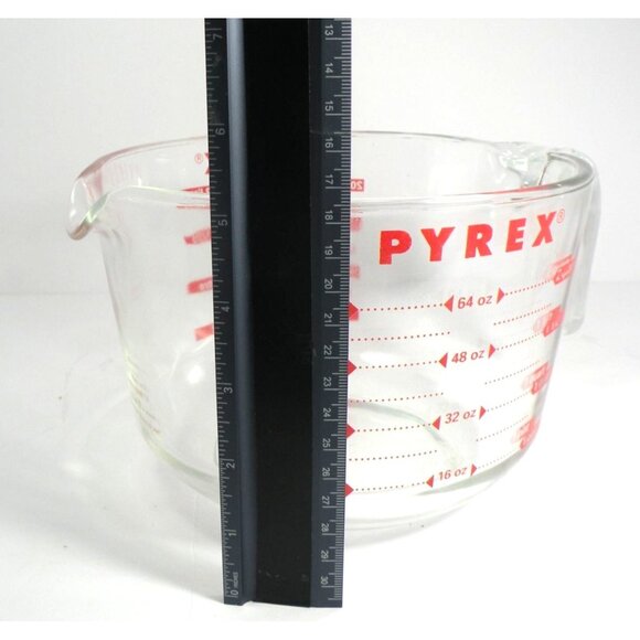 PYREX RARE Red  Vintage All Capital Letters 2 Quart / 8 Cup Glass PYREX Large Gl - Picture 10 of 11